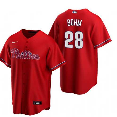 Youth Philadelphia Phillies #28 Alec Bohm Red Alternate Stitched Jersey Dzhi